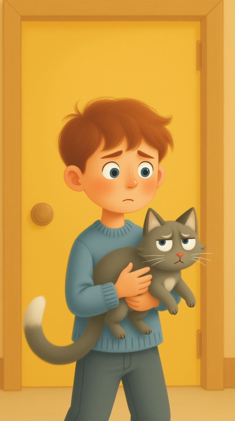 Illustrated Child with Pet