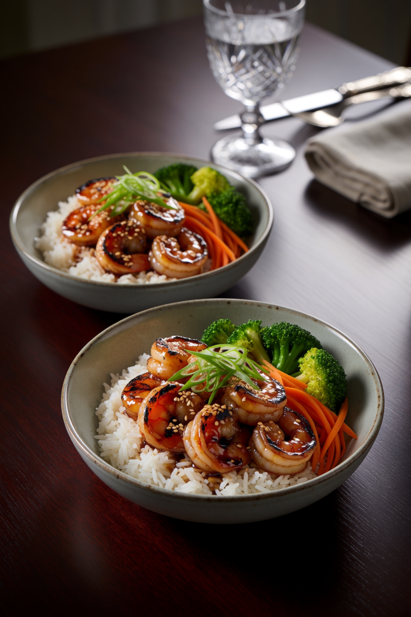 Teriyaki Shrimp Rice Bowls for easy seafood dinners