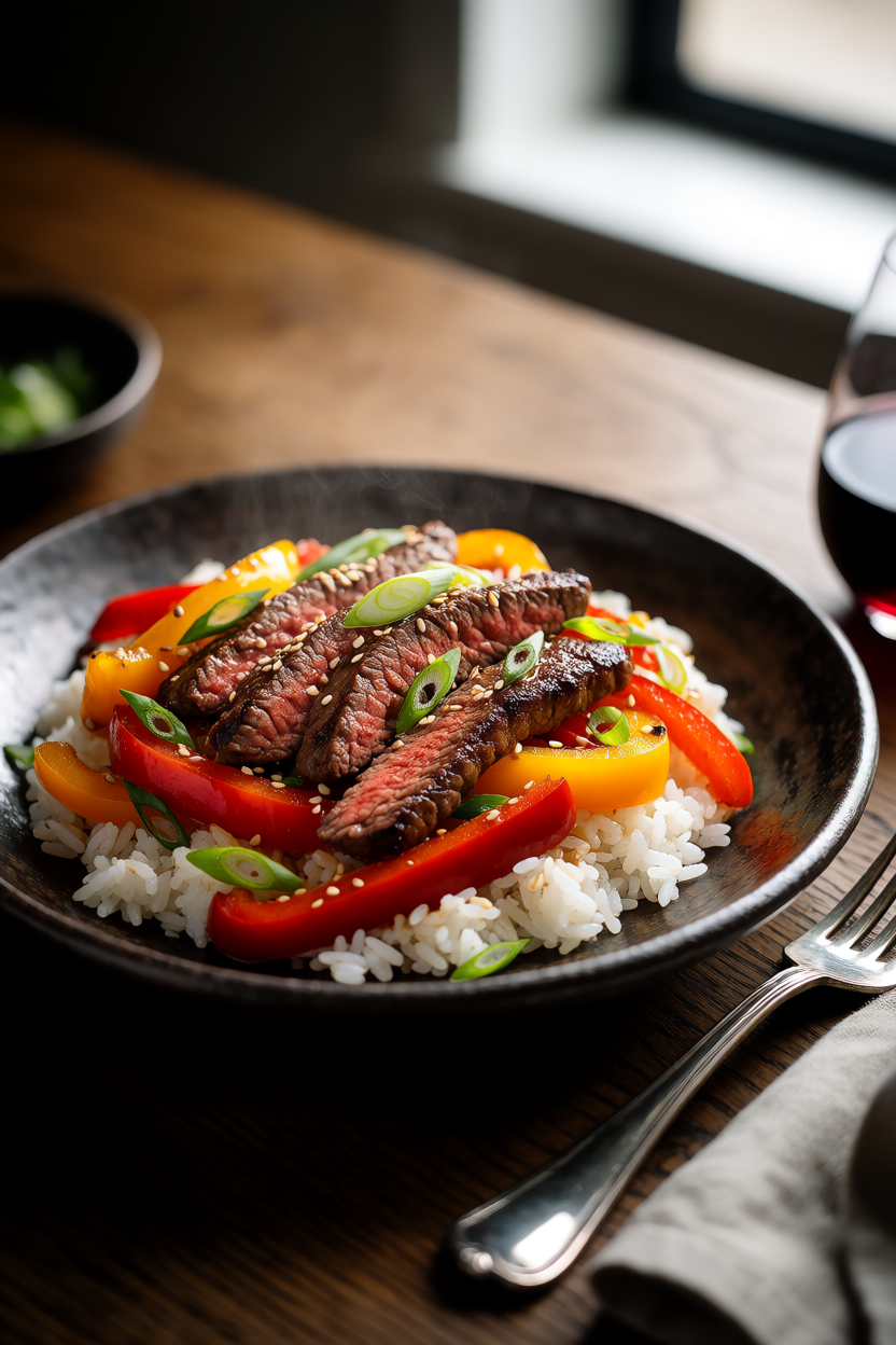 Healthy Beef & Bell Pepper Rice Bowl - Easy Protein-Packed Dinner