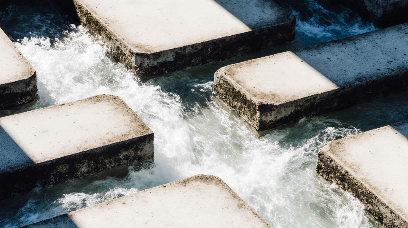 Raked Light Through Concrete Grooves