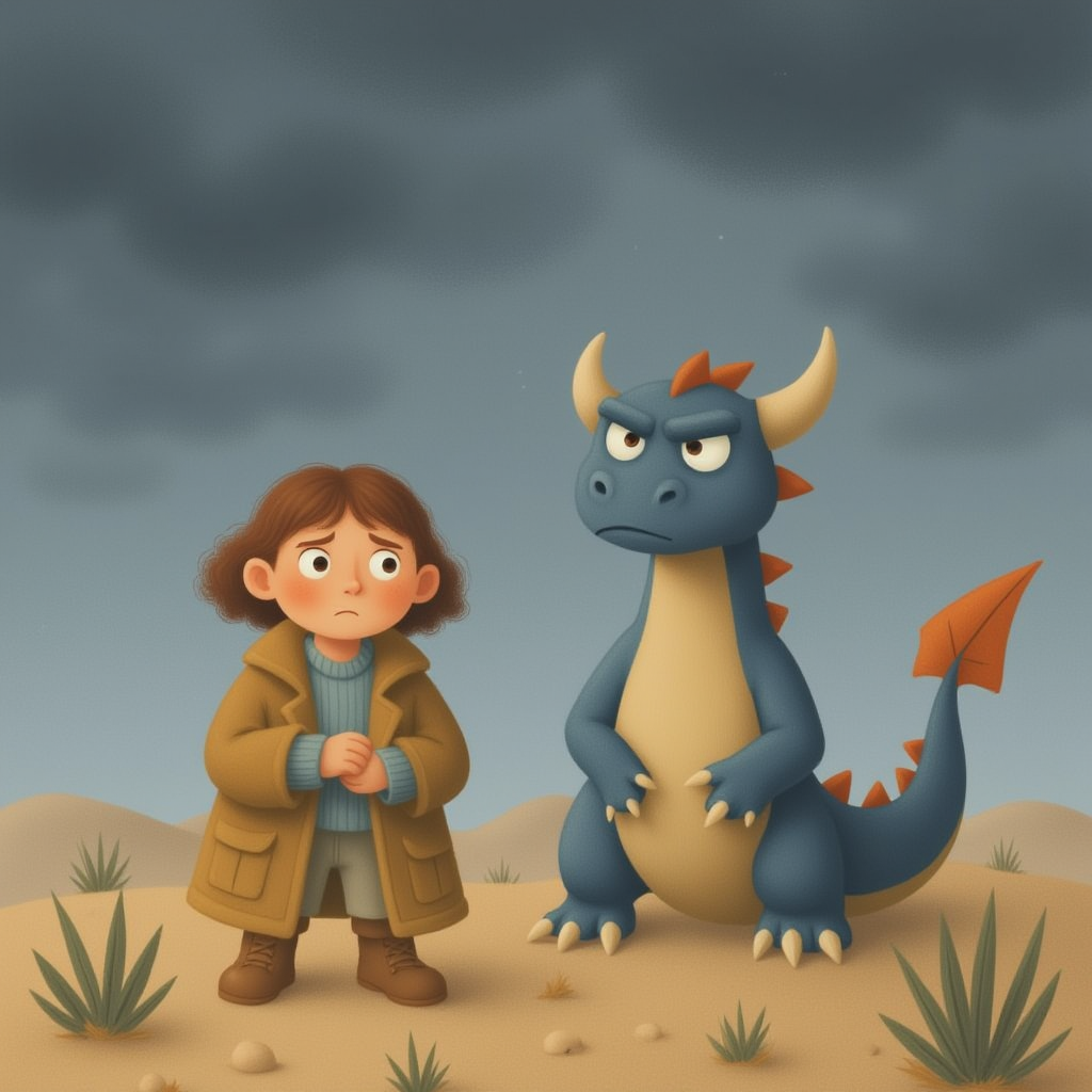 Illustrated Child with Pet