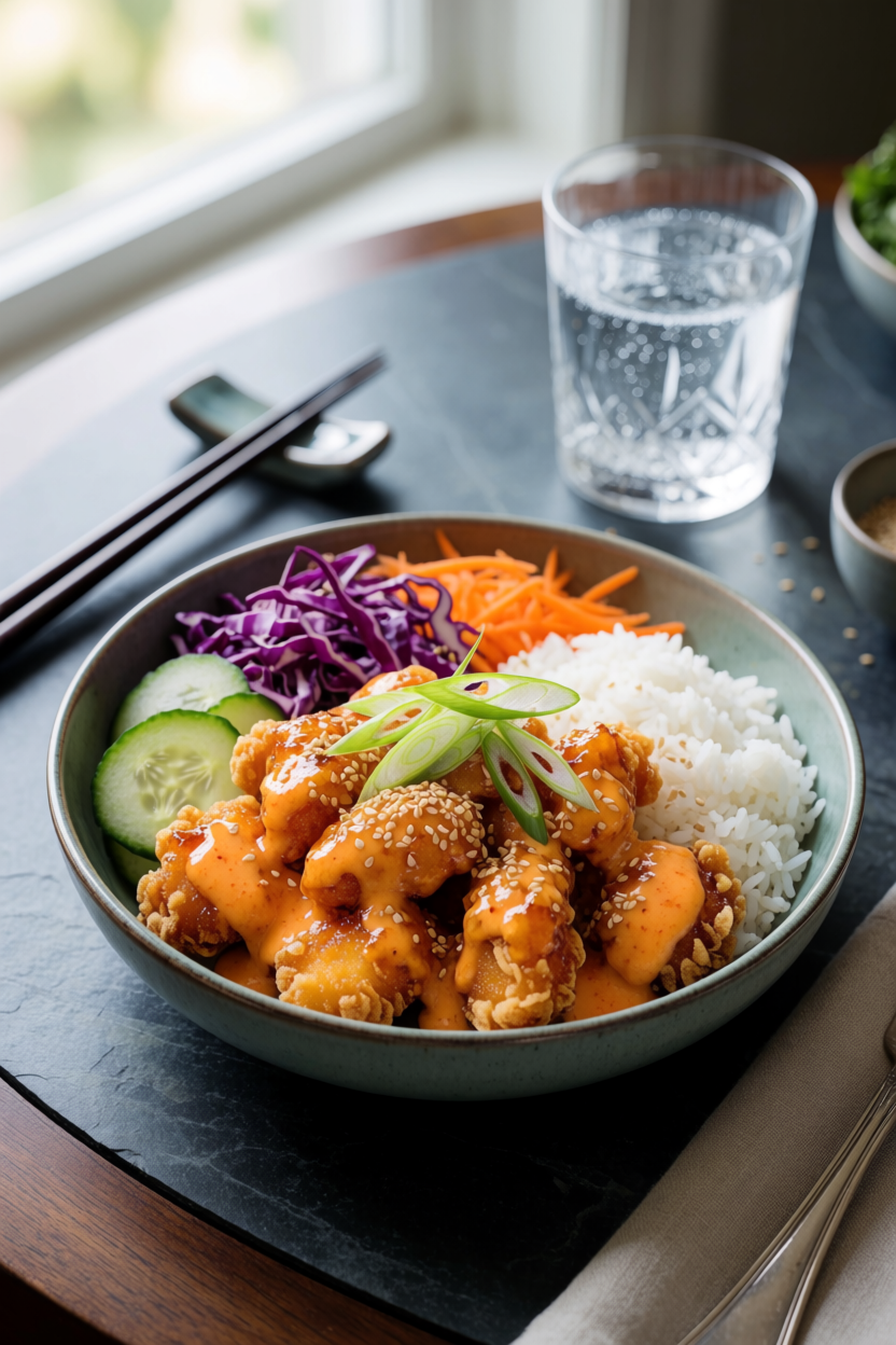 Bang Bang Chicken Bowl Recipe: Sweet Chili Asian Dinner