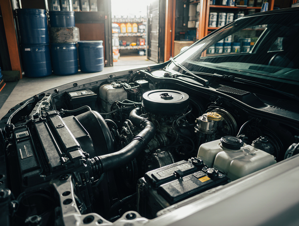 Car engine and motor oil barrels