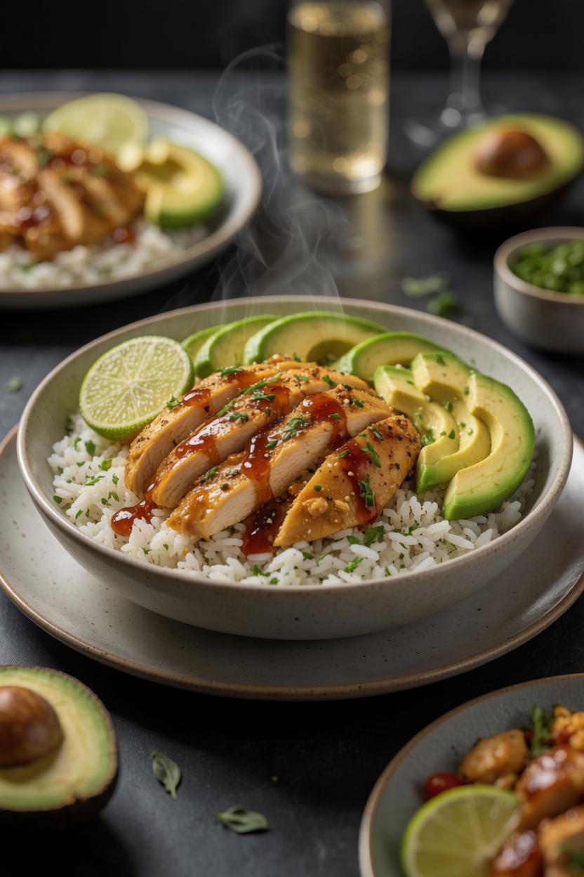 Honey Lime Chicken & Avocado Rice Bowl – High Protein Healthy Dinner Idea