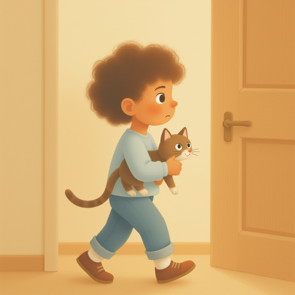 Illustrated Child with Pet