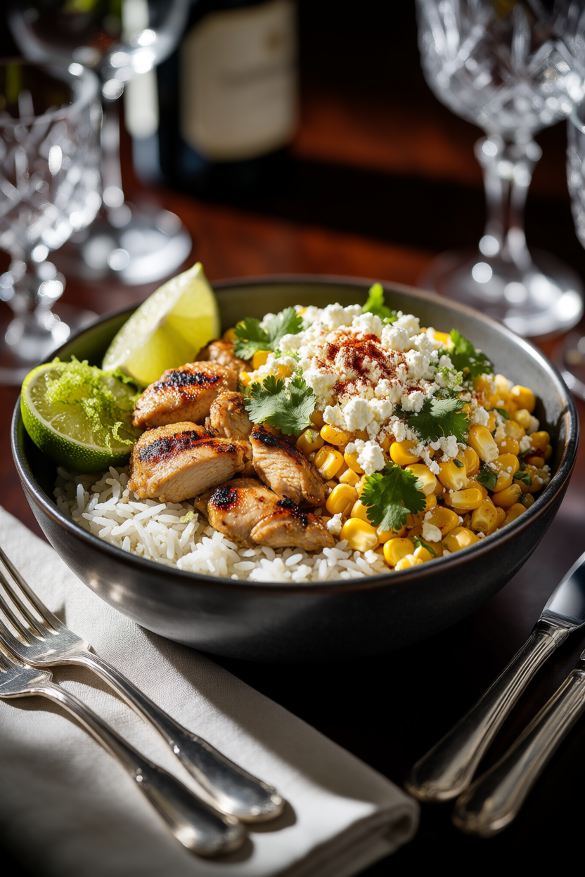 Delicious Street Corn Chicken Rice Bowl Recipe